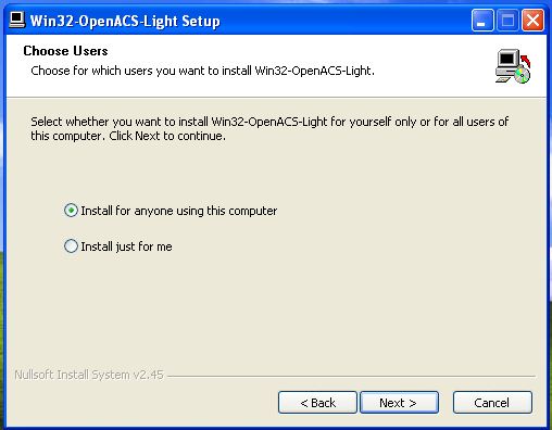Installation mode selection