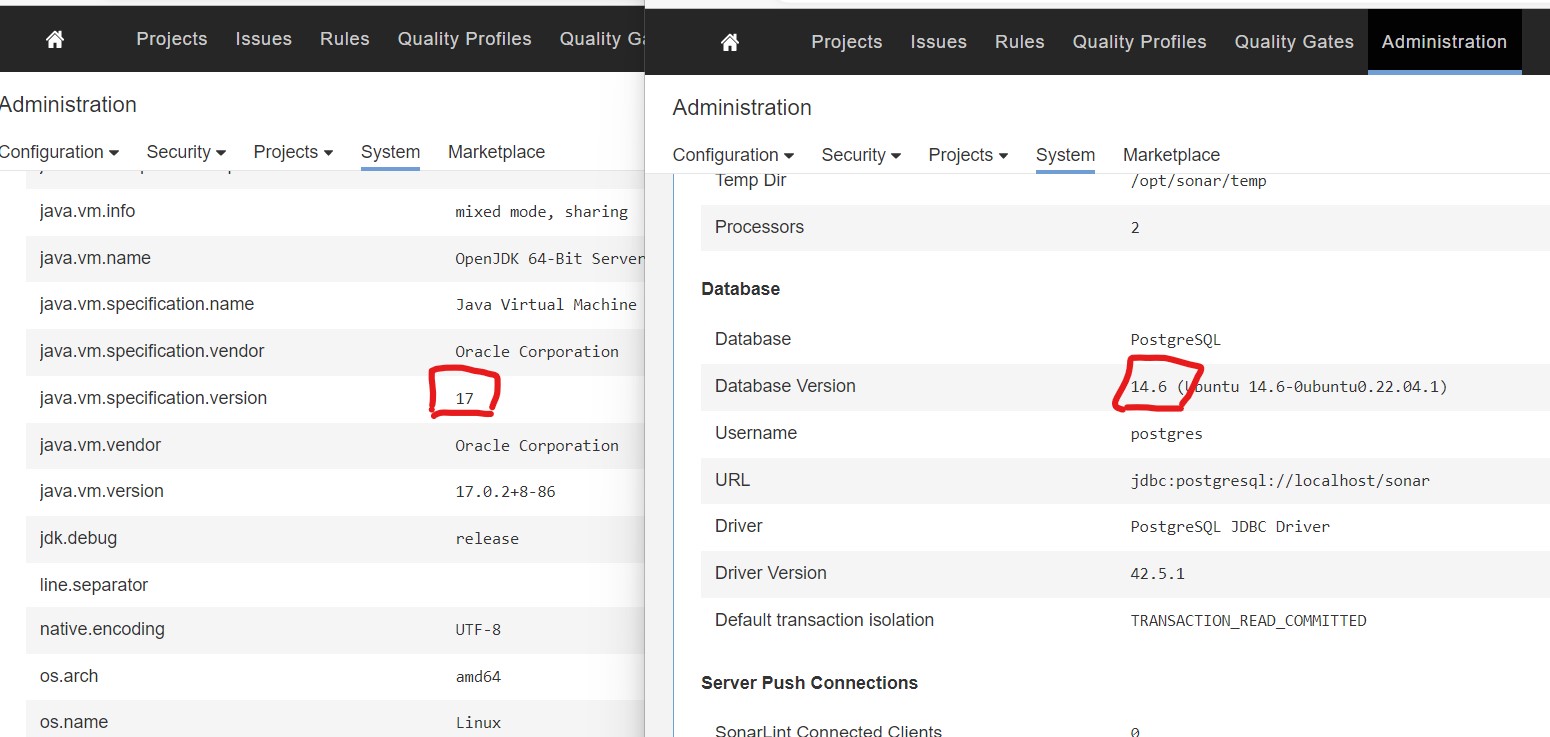 SonarQube with Spazio IT C/C++ plugin running on Java 17 and PostgreSQL 14.6