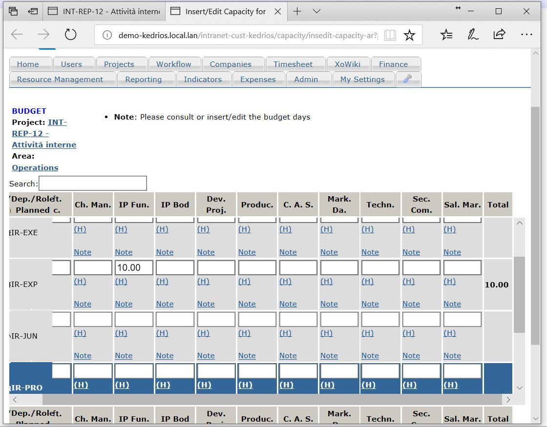 Input Fields dentro una Tabella Dinamica